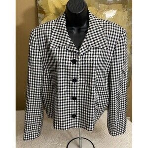 Vintage Pendleton Women’s Button Up Blazer USA Made Houndstooth Print Size 16